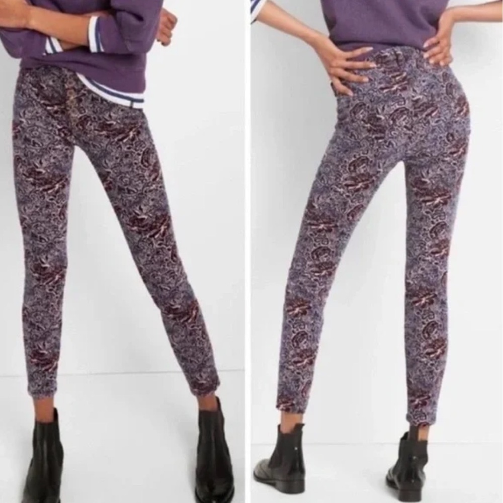 Anthropologie PILCRO & The Letterpress Pant 27 Floral Corduroy Button Fly Skinny